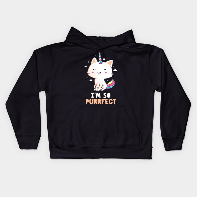 I'm So Purrfect Funny Cute Gift Kids Hoodie by eduely